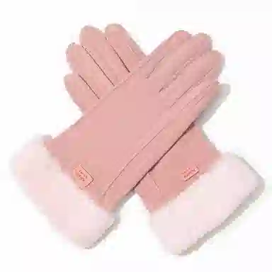 上海故事 秋冬季毛毛口 保暖可爱加绒加厚 骑行触屏冬天日系 聚酯纤维 绒线手套 女款