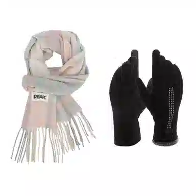 匹克 秋冬保暖套装 柔软亲肤甜美小清新 流苏撞色韩风 聚酯纤维 绒线围巾 男女同款情侣款