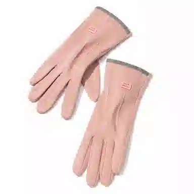 上海故事 秋冬季加绒保暖个性线条拼色户外骑车开车骑行触屏 聚酯纤维 绒线手套 女款