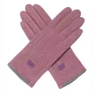 上海故事 秋冬季加绒保暖个性线条拼色户外骑车开车骑行触屏 聚酯纤维 绒线手套 女款