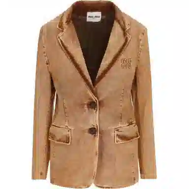 Miu Miu SS23 Washed Denim Jacket Cognac