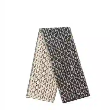 山一丸 新款短款秋冬护颈交叉巾潮字母轻奢 绒线围巾 男女同款情侣款