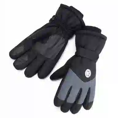 上海故事 冬季户外加绒保暖加厚摩托车骑行滑雪防水防风寒防滑防雨 聚酯纤维 绒线手套 男款