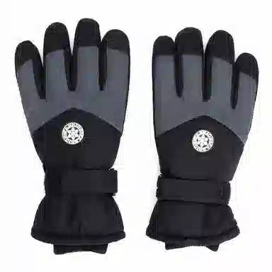 上海故事 冬季户外加绒保暖加厚摩托车骑行滑雪防水防风寒防滑防雨 聚酯纤维 绒线手套 男款