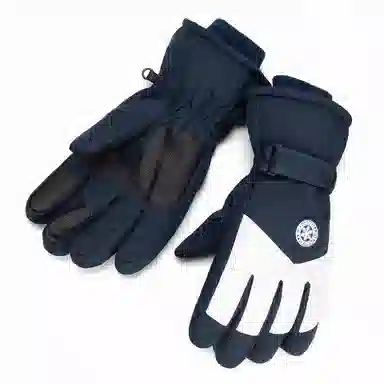 上海故事 冬季户外加绒保暖加厚摩托车骑行滑雪防水防风寒防滑防雨 聚酯纤维 绒线手套 男款