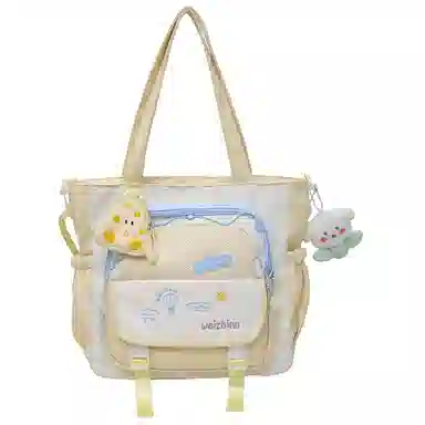 垣途者 可爱撞色小清新日系学院风少女大容量托特包学生上课补习袋 尼龙 斜挎包 女款 多色