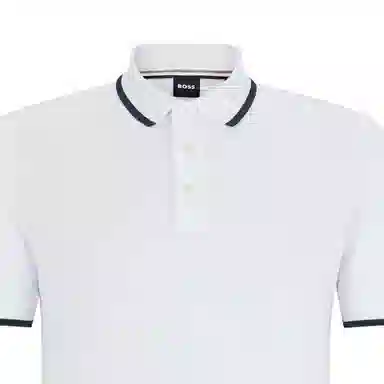 HUGO BOSS Cotton Piqué Polo Shirt Rubber-Print Logo White