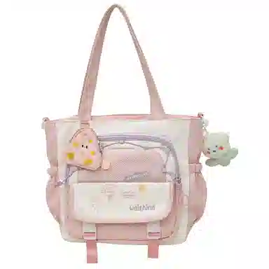 垣途者 可爱撞色小清新日系学院风少女大容量托特包学生上课补习袋 尼龙 斜挎包 女款 多色