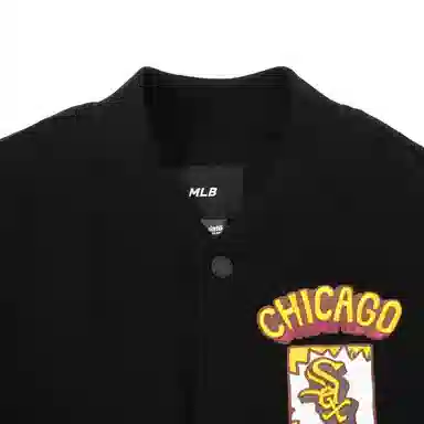 MLB Letter Print Baseball Jacket Black