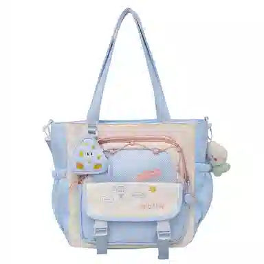 垣途者 可爱撞色小清新日系学院风少女大容量托特包学生上课补习袋 尼龙 斜挎包 女款 多色