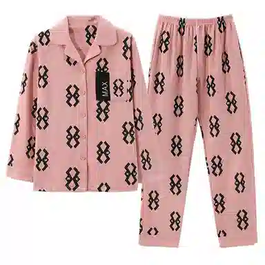 莫代尔 韩版时尚舒适休闲柔软亲肤长袖吸湿透气不易变形长裤睡衣套装 女款 图片色