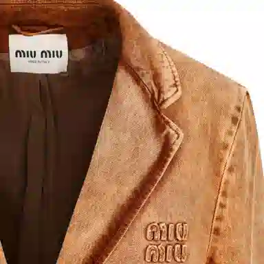 Miu Miu SS23 Washed Denim Jacket Cognac