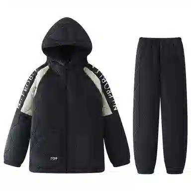 兰缪 保暖连帽简约舒适长袖长裤家居睡衣套装 男款 深灰色