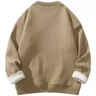 帕丁顿熊 基础款可拆卸小熊胸针纯色休闲百搭打底宽松保暖加绒加厚针织衫 男女同款