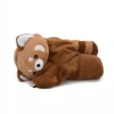 维尼奥 创意造型小熊猫软乎乎不掉毛不掉色 毛绒 双肩包 女款 棕咖色