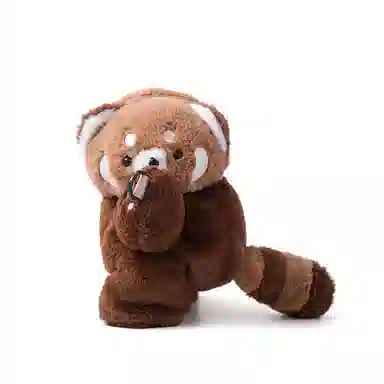 维尼奥 创意造型小熊猫软乎乎不掉毛不掉色 毛绒 双肩包 女款 棕咖色