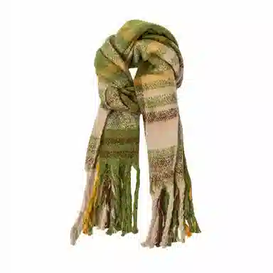 北极绒 冬季高级感格子英伦风学院超大长加厚保暖氛围感 绒线围巾 男女同款情侣款