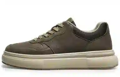 德赛 头层牛皮 空军一号 通勤百搭 复古休闲 学生穿搭 厚底增高 时尚简约 防滑耐磨 低帮 板鞋 男款