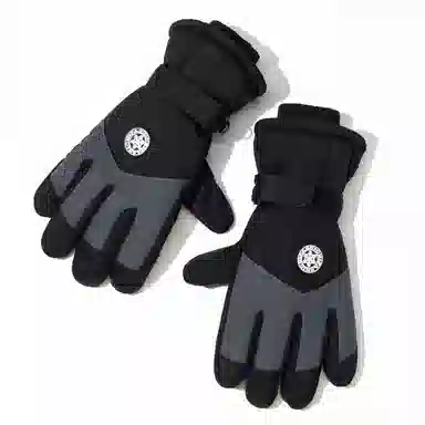 上海故事 冬季户外加绒保暖加厚摩托车骑行滑雪防水防风寒防滑防雨 聚酯纤维 绒线手套 男款