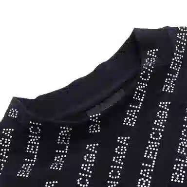 Balenciaga Logo Sequin Long Sleeve T-Shirt Black