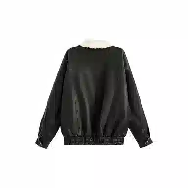 美式复古机车风宽松翻领夹克设计皮衣 男女同款