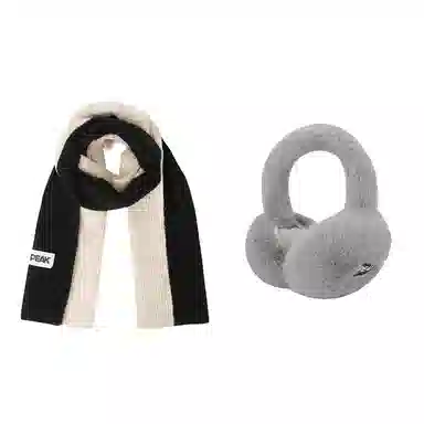 匹克 秋冬保暖套装柔软亲肤双拼色简约百搭 绒线围巾 男女同款情侣款