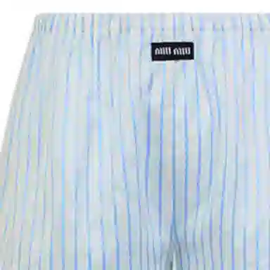 MIU MIU SS23 Striped Jacquard Shorts Light Blue