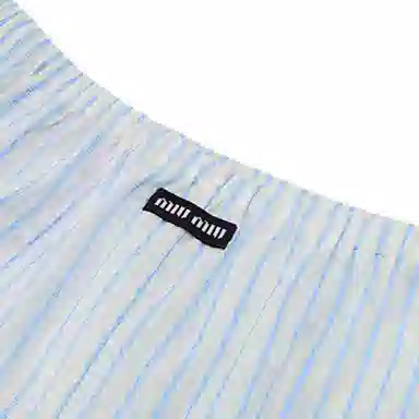 MIU MIU SS23 Striped Jacquard Shorts Light Blue