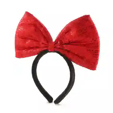 如花梦 红色蝴蝶结 亮片派对装扮喜庆发卡洗脸 布艺 发箍 女款