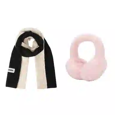 匹克 秋冬保暖套装柔软亲肤双拼色简约百搭 绒线围巾 男女同款情侣款