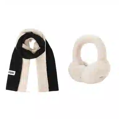 匹克 秋冬保暖套装柔软亲肤双拼色简约百搭 绒线围巾 男女同款情侣款