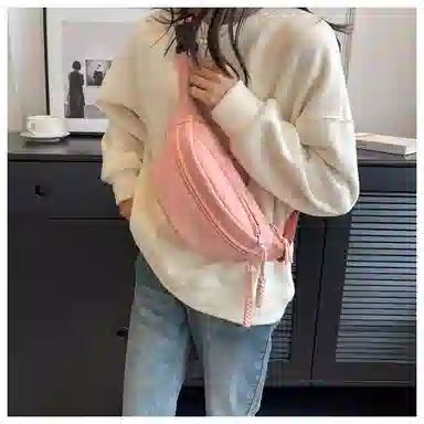 泰克森 休闲简约日常通勤时尚百搭 帆布 单肩斜挎帆布胸包 男女同款情侣款 白色/黑色