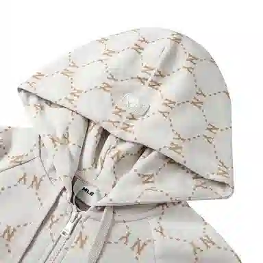 MLB Yankees Letter Print Hoodie Jacket Beige