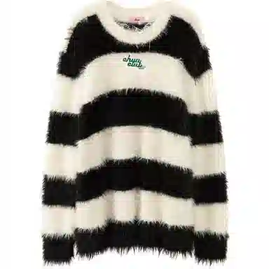 CHUU Sweater Black White Stripes