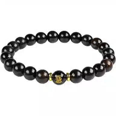 物㯖 五路财神财源滚滚多彩琉璃新中式国潮紫光檀诸事顺利招财进宝纳福转运珠百搭送礼平安好运檀木饰品 黑檀 木作手串 男女同款情侣款