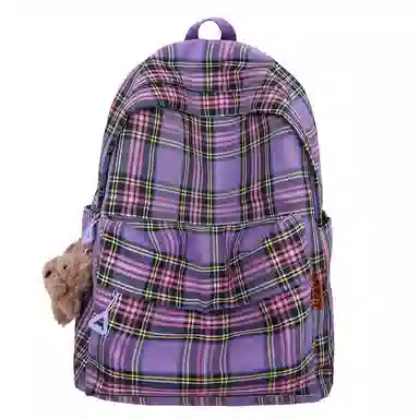 垣途者 日系复古格子韩版高中大学生初中生背包 尼龙 双肩包 女款 多色