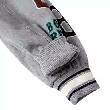 MLB Logo Embroidered Baseball Jacket Grey