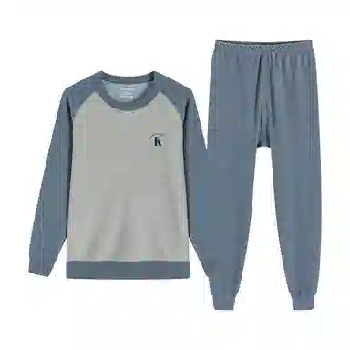 贴身领域 圆领加厚加绒青年可外穿秋衣秋裤保暖套装 男款