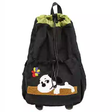 卡卡树 轻便休闲抽绳大容量通勤百搭 尼龙 双肩包 男女同款情侣款 黑色/黄色/卡其色/绿色