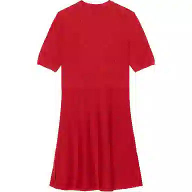 镂空羊毛短袖连衣裙 女款 红色