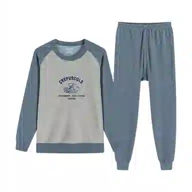 贴身领域 加绒加厚可外穿青少年长袖长裤保暖套装 男款