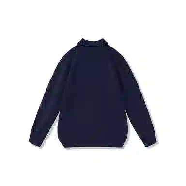 我是大卫 港风复古小众半拉链翻领设计感宽松套头针织衫 男女同款