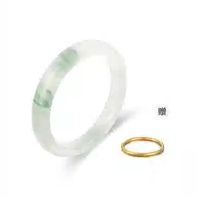 吉瑶 精品 清冷优雅 温婉大方 新中式 国风国韵青山远黛翠玉平安镯  国潮古风 浅绿飘花 汉服旗袍 新中式 天山翠 手镯 女款