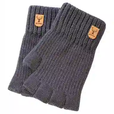 木林森 秋冬季针织半指 学生防寒加厚保暖 腈纶 绒线手套 男女同款情侣款