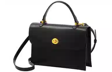 妙迪 复古简约通勤 二层牛皮 手提斜挎单肩包 常规 女款 黑色