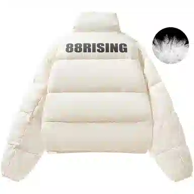 88rising Simple Solid Color Casual Stand Collar Short Down Jacket