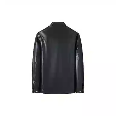 富铤 经典纯色加绒加厚立领休闲百搭皮衣 男款 黑色