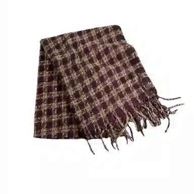 北极绒 氛围感格子冬新款韩系百搭学生可爱少女加厚保暖韩版 聚酯纤维 绒线围巾 男女同款情侣款