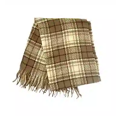 北极绒 韩版高级感复古拼格子夹花纹保暖御寒防风加厚 绒线围巾 男女同款情侣款