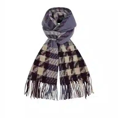 北极绒 日系复古氛围感格子流苏学生加厚保暖百搭高级感 绒线围巾 男女同款情侣款